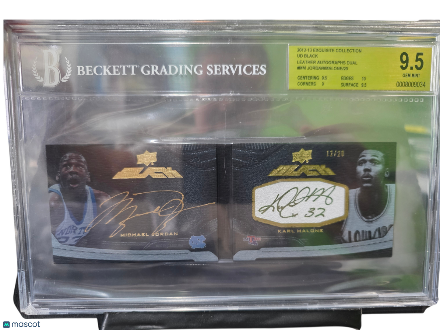 2012 Exquisite UD Black Auto Karl Malone Michael Jordan #MM /Karl  9.5 Auto 10