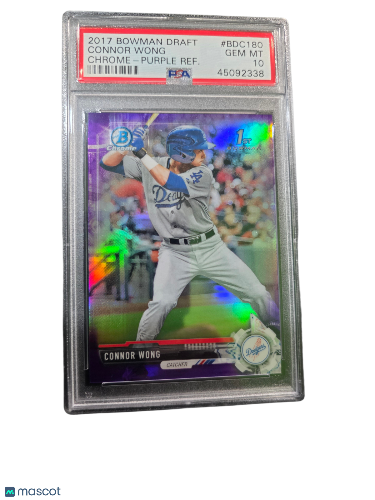 2017 Bowman Draft Connor Wong #BDC180 Chrome Purple Refractor PSA 10