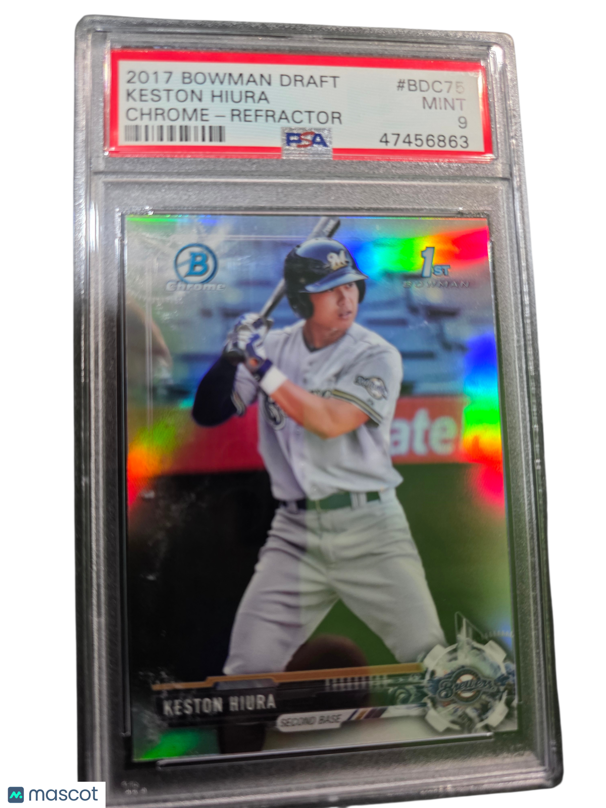 2017 Bowman Draft Keston Hiura #BDC75 Chrome Refractor PSA 9
