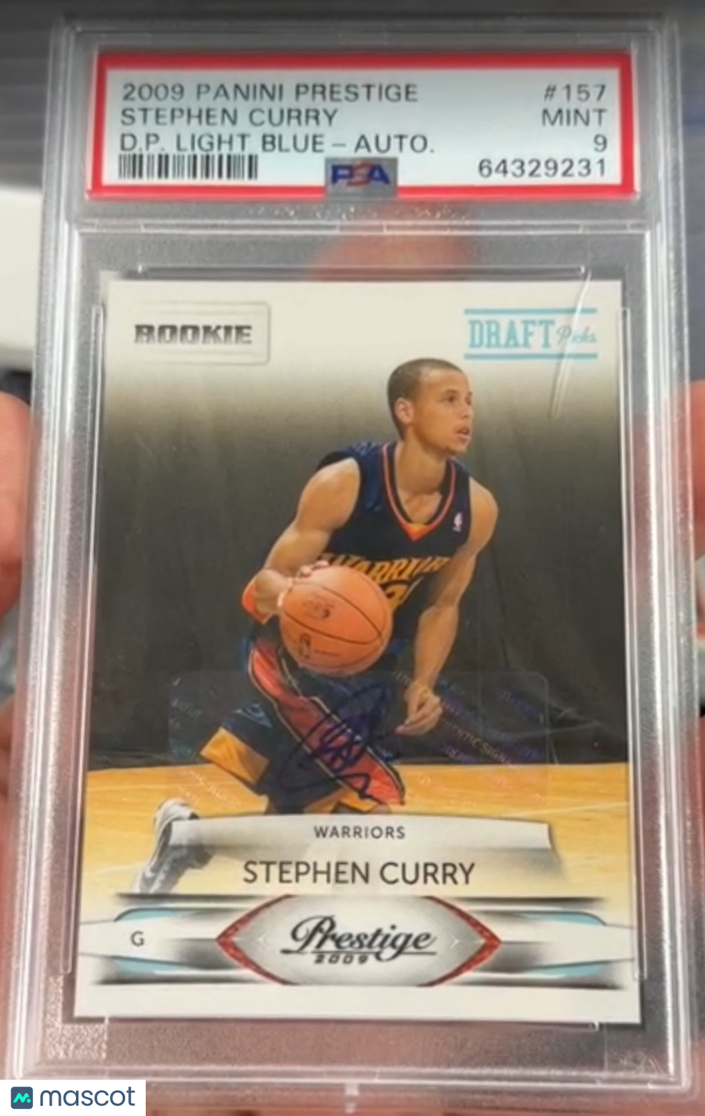 2009 Panini Prestige Stephen Curry #157 D. P. Light Blue Autograph PSA 9 # /100
