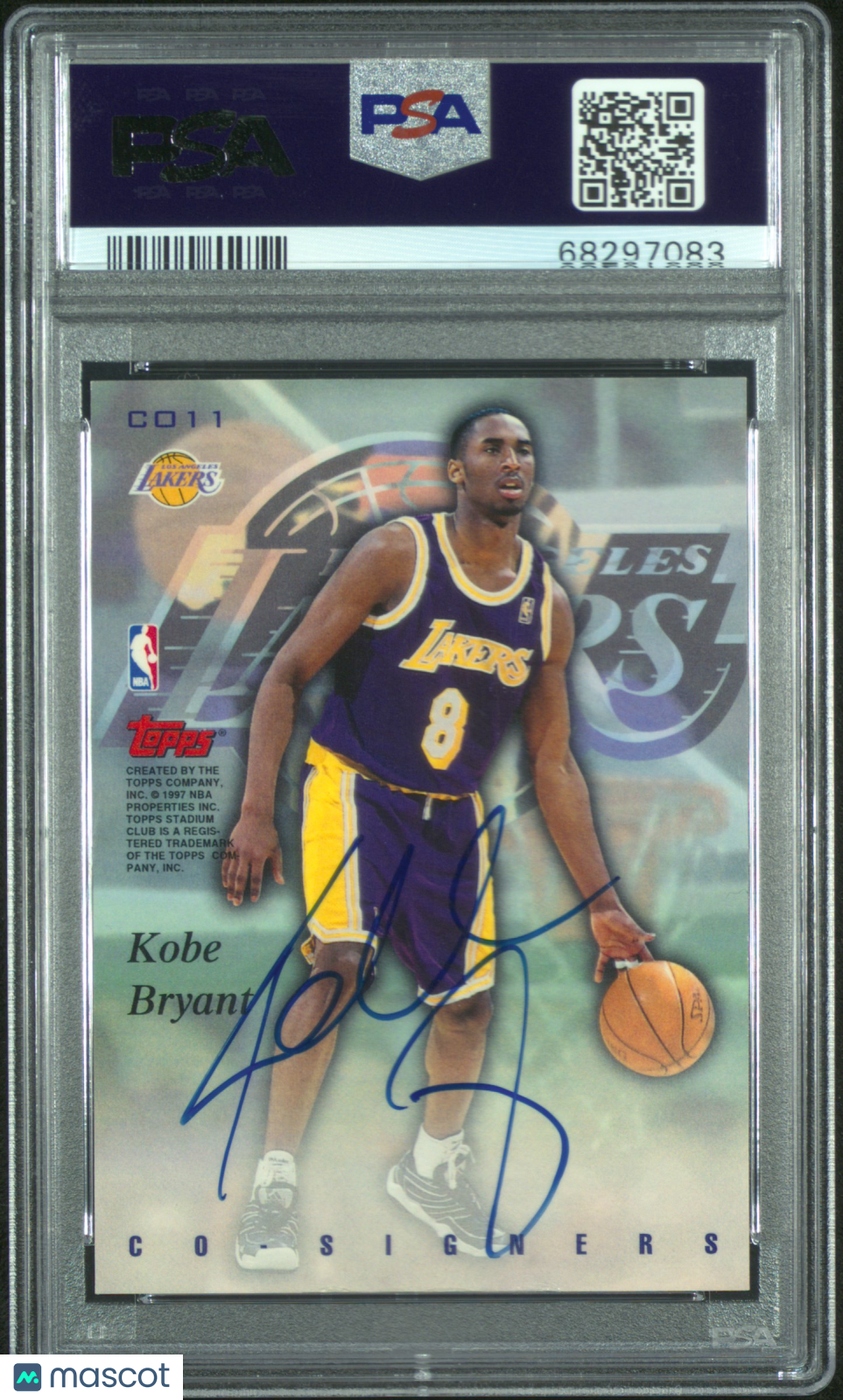 1997 Stadium Club Kobe Bryant AUTO  J. Smith #CO11 PSA A Auto A