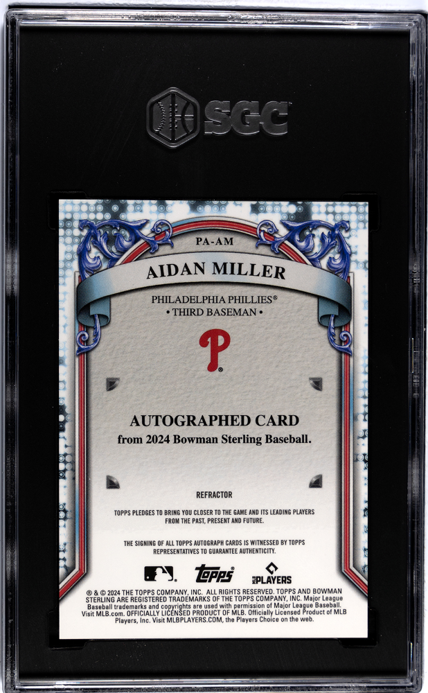 2024 Bowman Sterling Aidan Miller #PA-AM Prospect  Refractor SGC 10 Auto 10