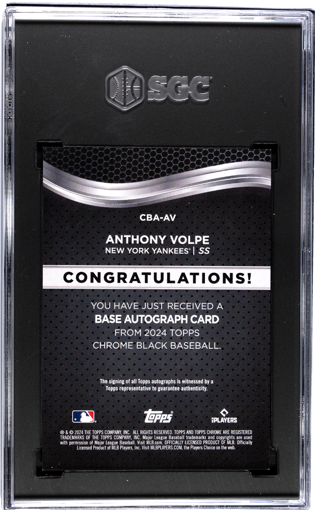 2024 Topps Chrome Black Anthony Volpe #CBA-AV   Dmnd. Refractor SGC 9.5 Auto 10