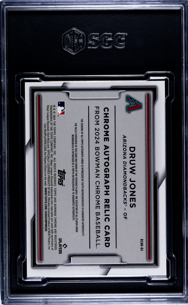 2024 Bowman Chrome Druw Jones #BCAR-DJ . Gold Refractor SGC 9 Auto 10