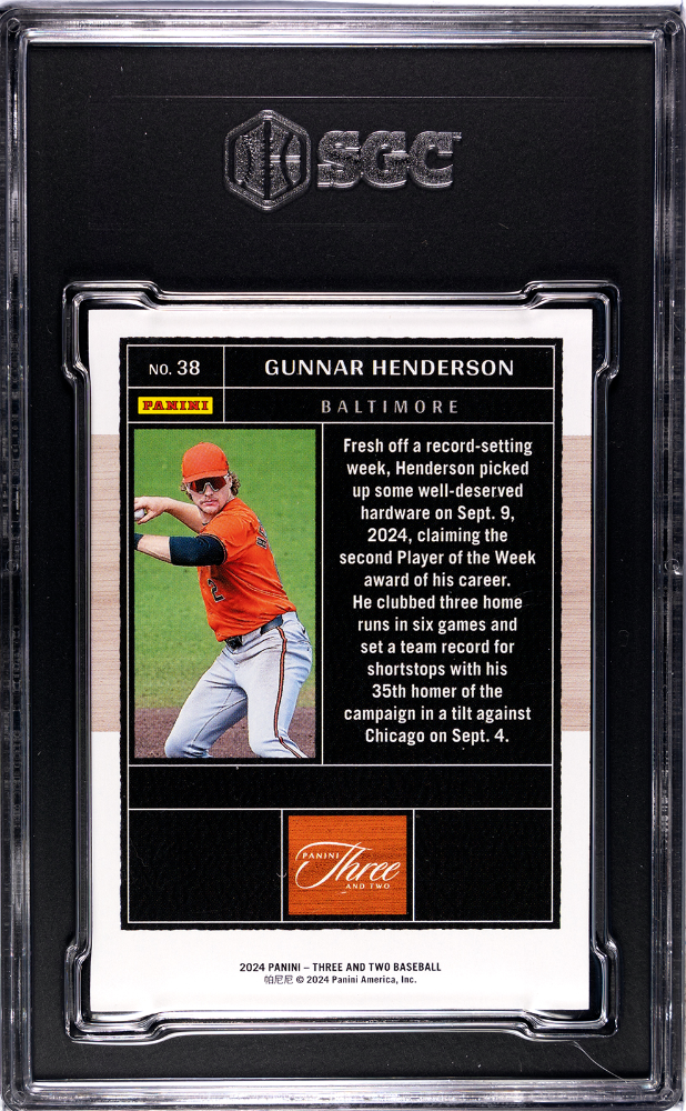 2024 Panini Three & Two Gunnar Henderson #38 Emerald SGC 9