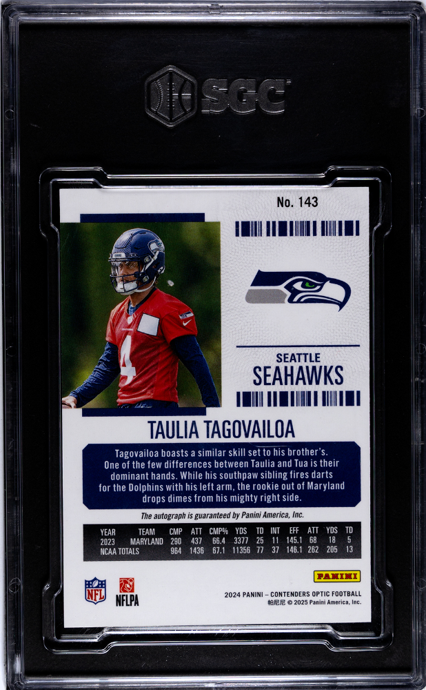 2024 Panini Contenders Optic Taulia Tagovailoa #143 Autograph SGC 8 Auto 10
