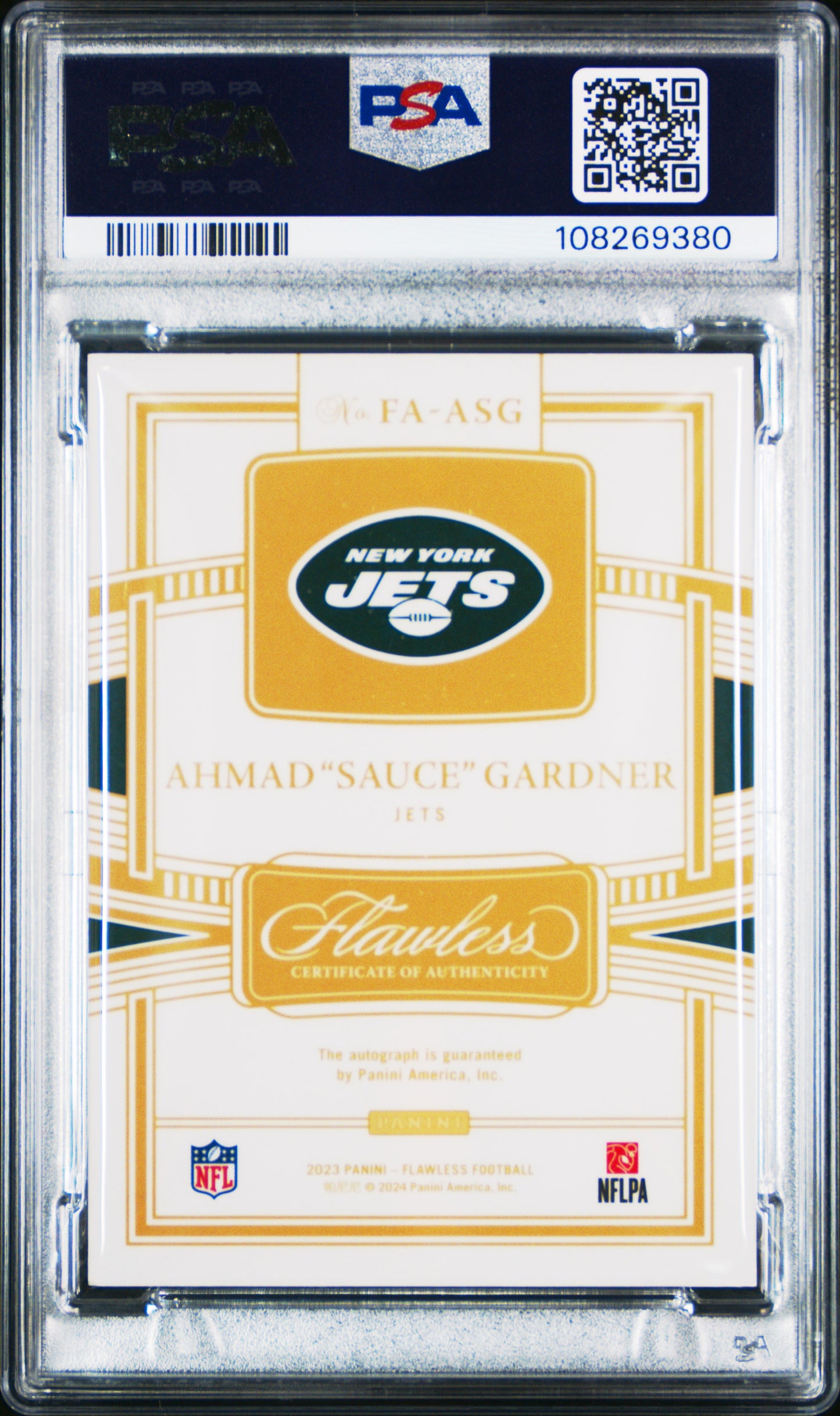 2023 Panini Flawless Flawless Achievements Autographs Sauce Gardner #FAASG Silver 17/20 PSA 8
