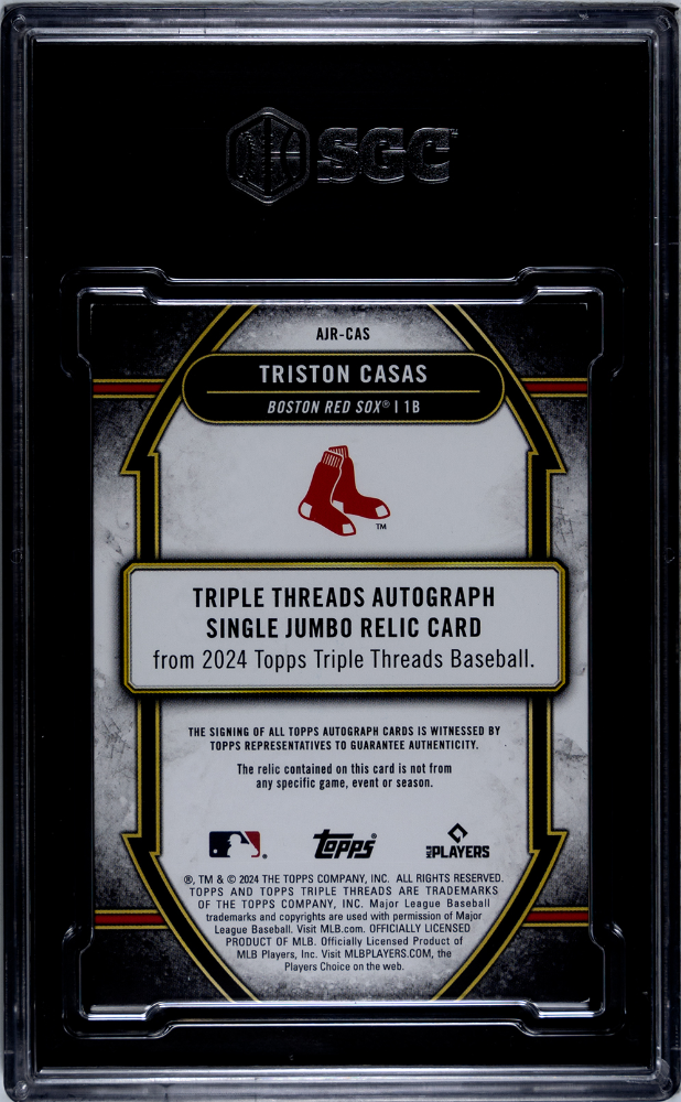 2024 Topps Triple Threads Triston Casas #AJR-CAS Auto Jumbo Relic SGC 8 Auto 10