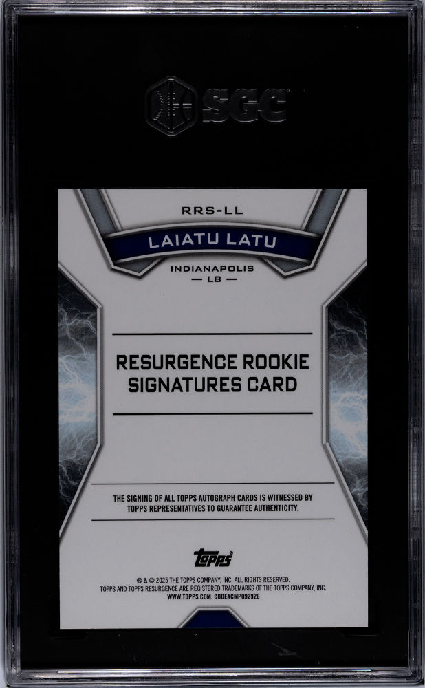 2024 Topps Resurgence Laiatu Latu #RRS-LL Rookie Aqua Refractor SGC Auto 10