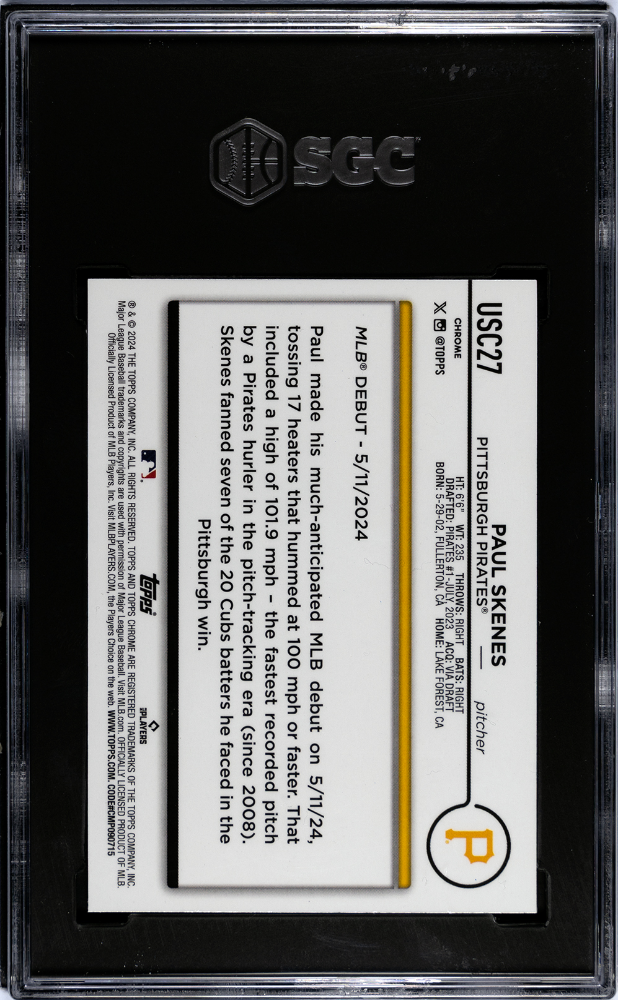 2024 Topps Chrome Update Paul Skenes #USC27 Magenta Refractor SGC 9