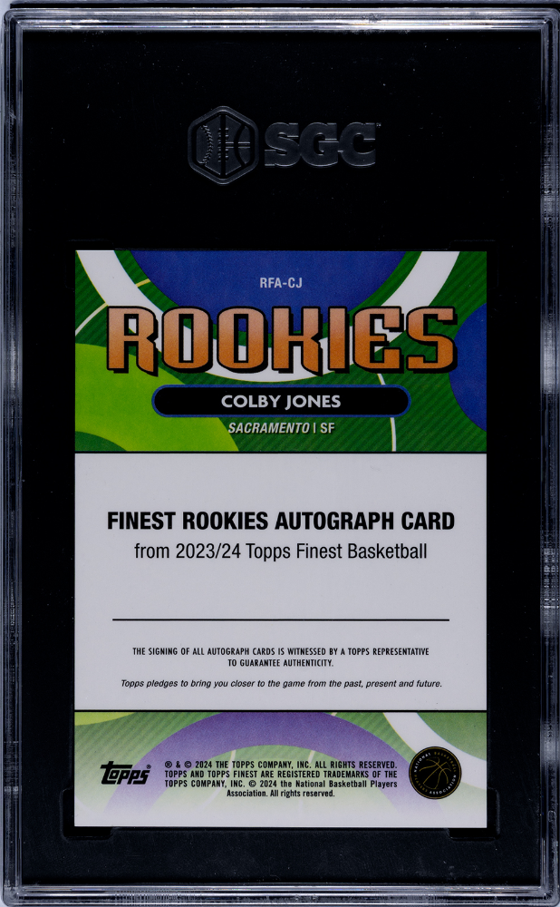 2023 Topps Finest Colby Jones #RFA-CJ Rookies Autograph SGC 9