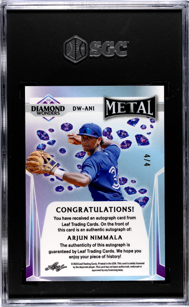 2023 Leaf Metal Arjun Nimmala #DW-AN1 Diamond Wonders Pink Mojo SGC 9 Auto 10