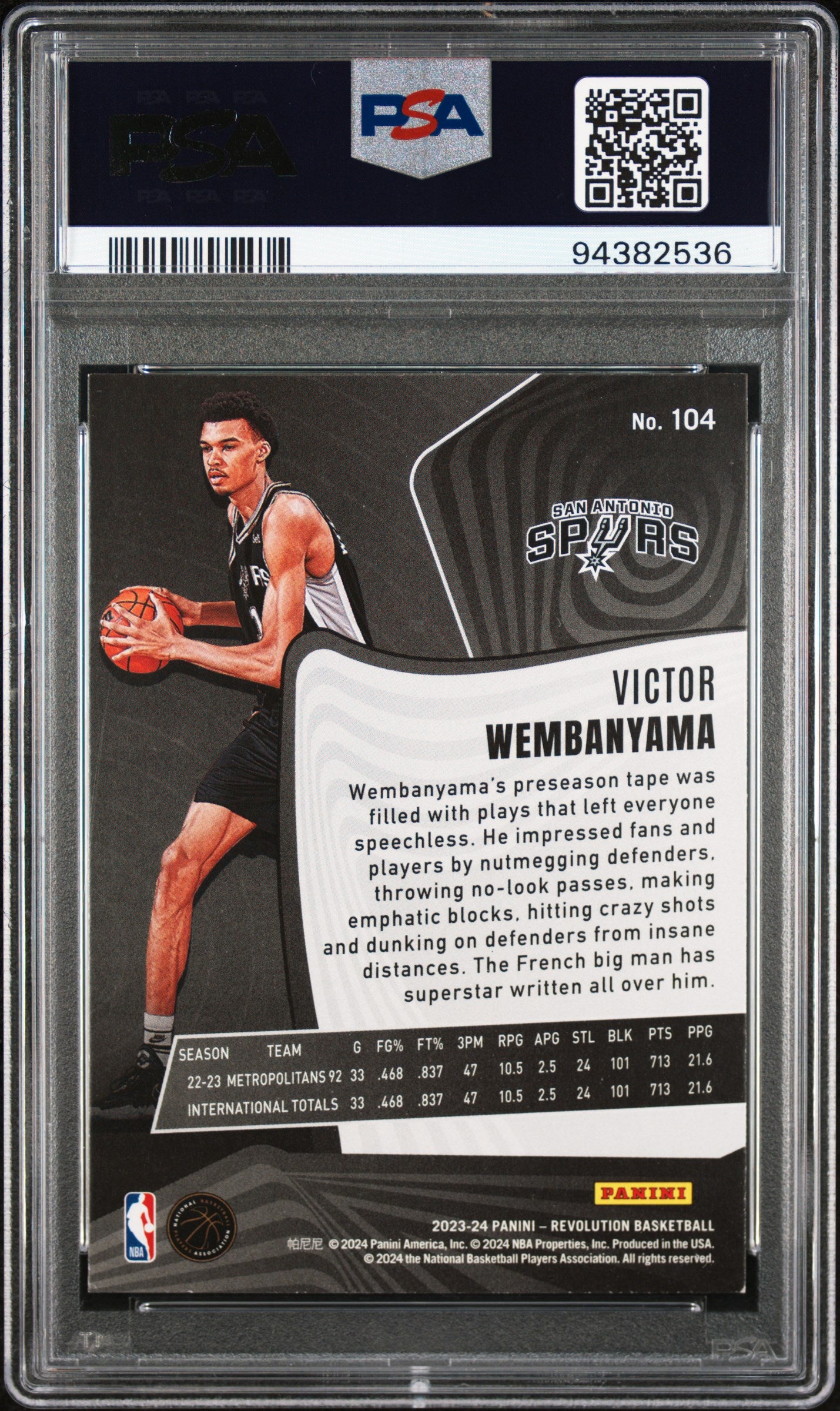 2023 Panini Revolution Victor Wembanyama #104 PSA 8