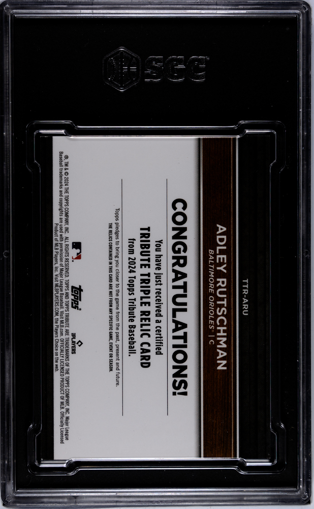 2024 Topps Tribute Adley Rutschman #TTR-ARU Triple Relic Blue SGC 9