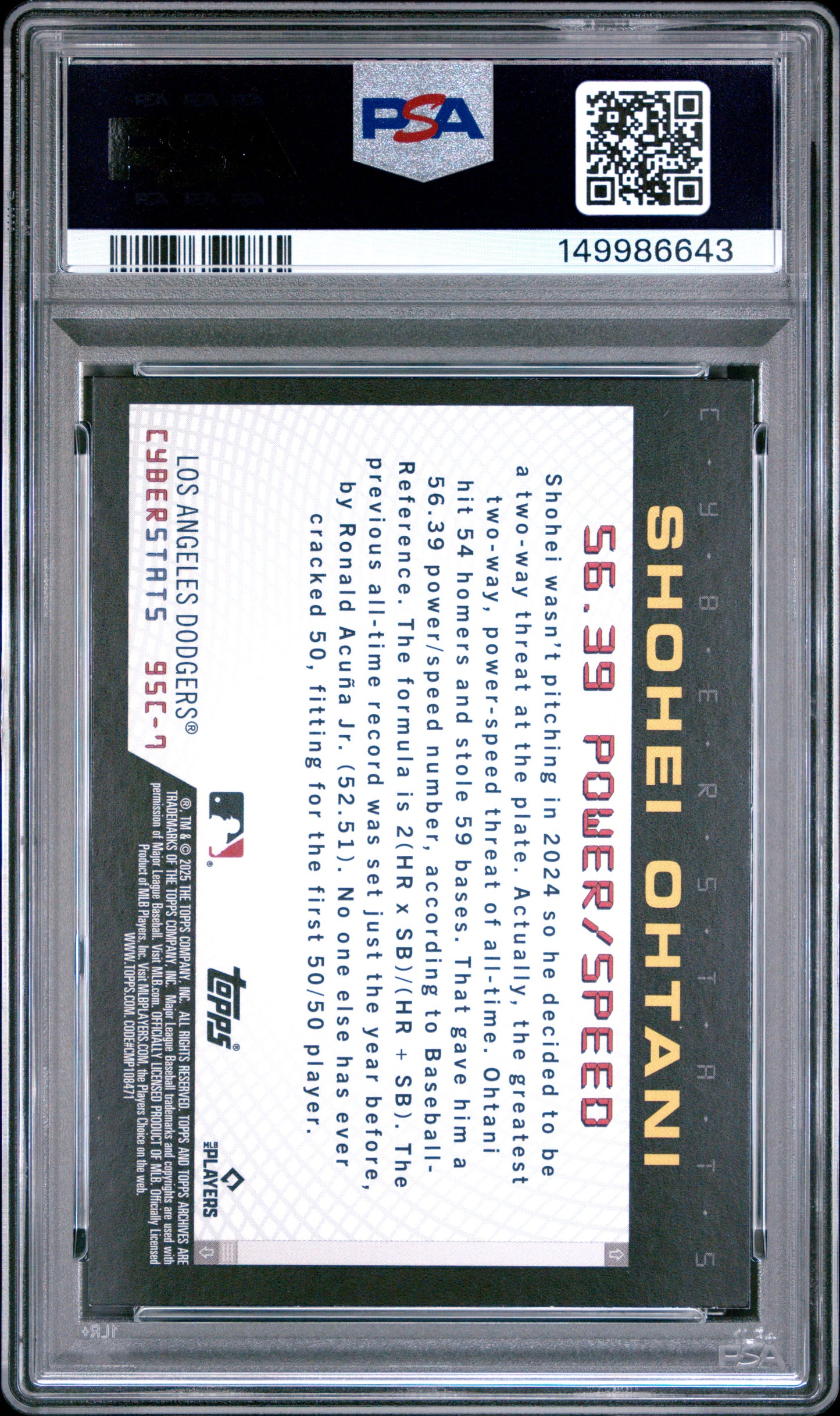 2025 Topps Archives 1995 Topps Cyberstats Shohei Ohtani #7 PSA 10