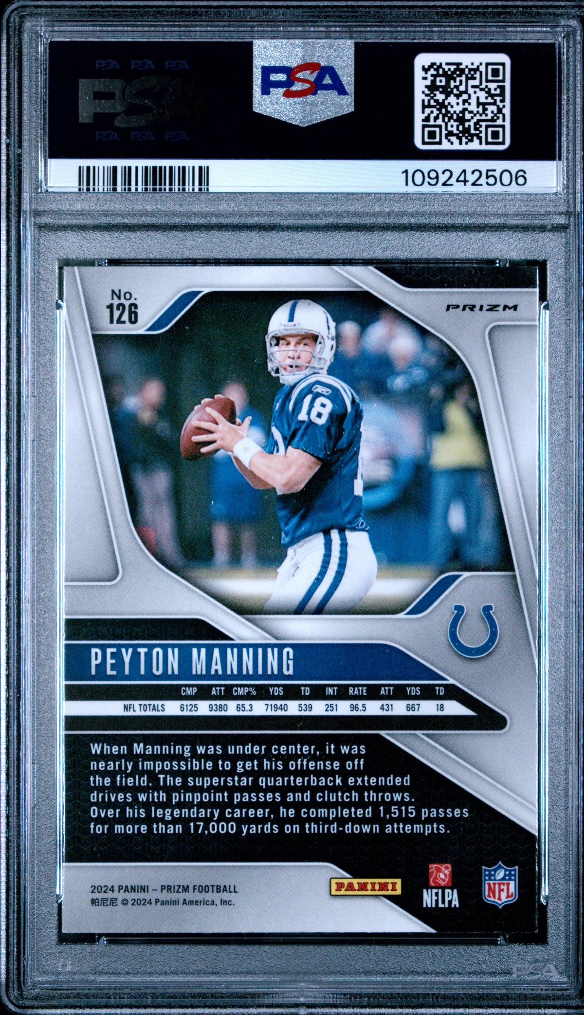 2024 Panini Prizm Peyton Manning #126 Press Proof PSA 9