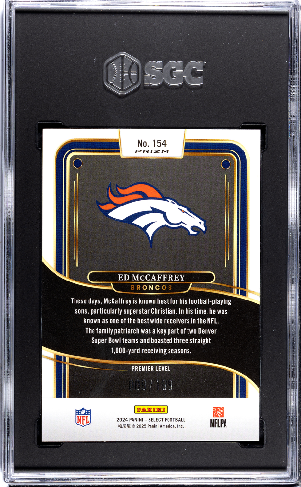 2024 Panini Select Ed Mccaffrey #154 White Shock Prizm SGC 10