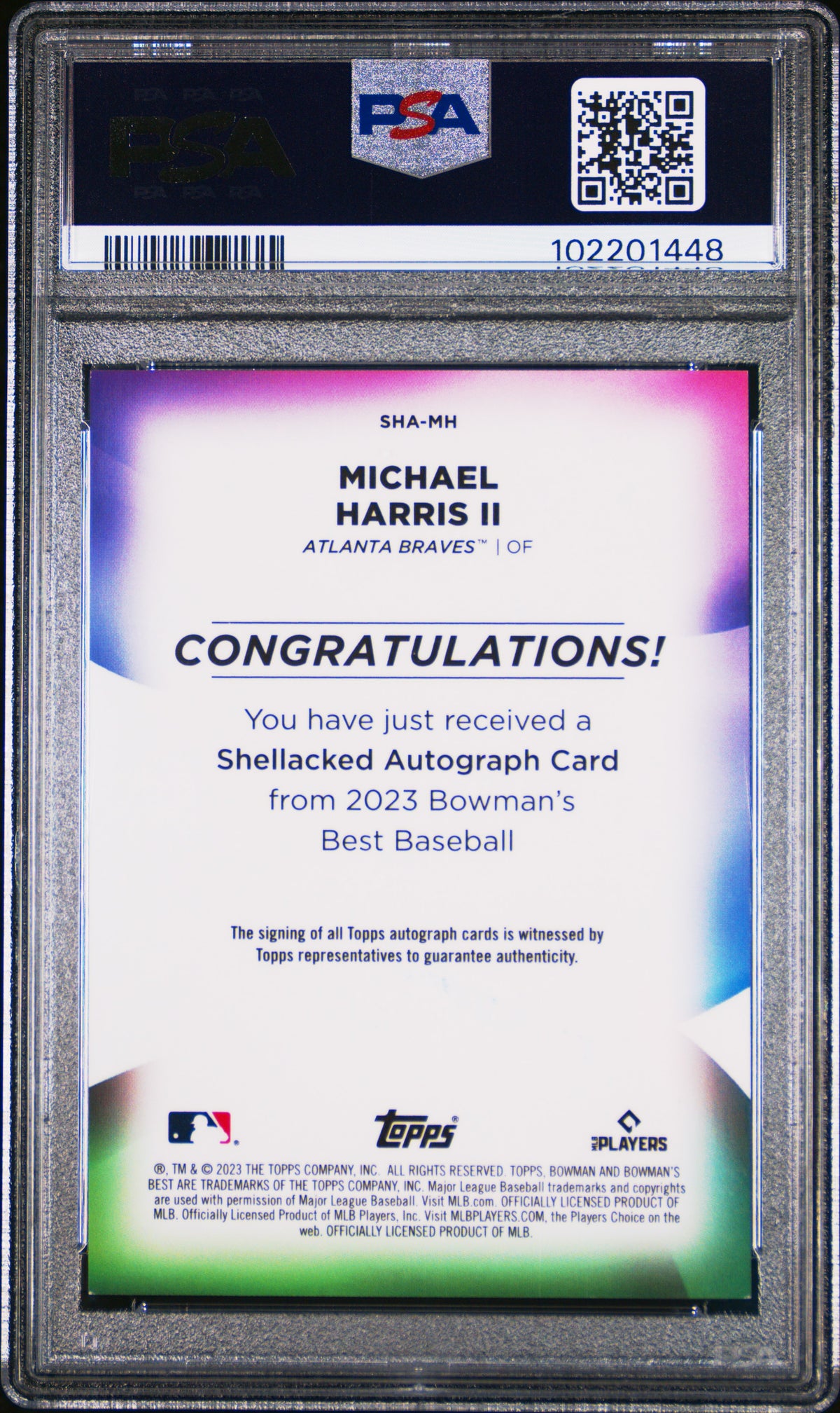 2023 Bowman's Best Shellacked Autographs Michael Harris II #SHAMH /250 PSA 9