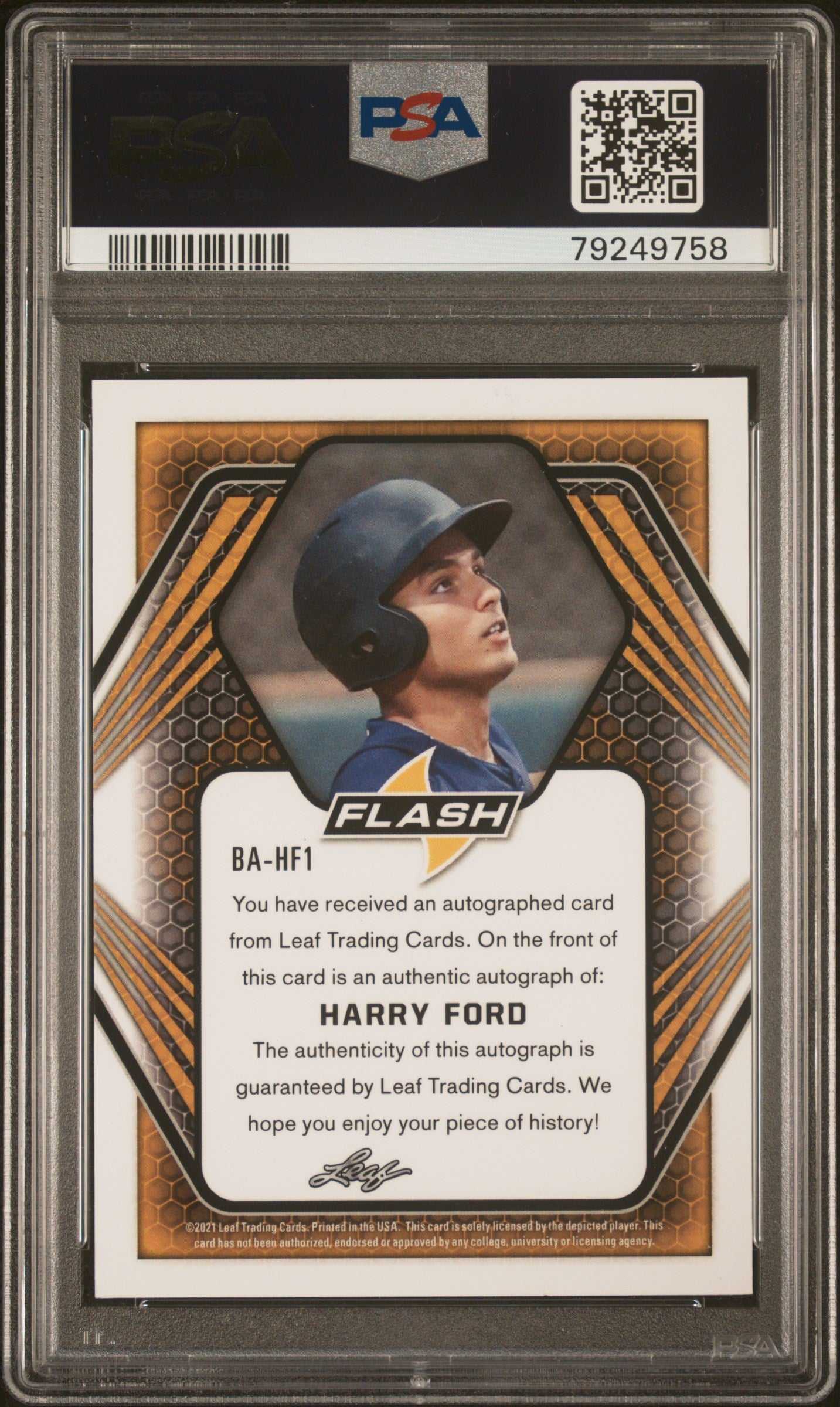 2021 Leaf Flash Autographs Harry Ford #HF1 PSA 8 Auto 9