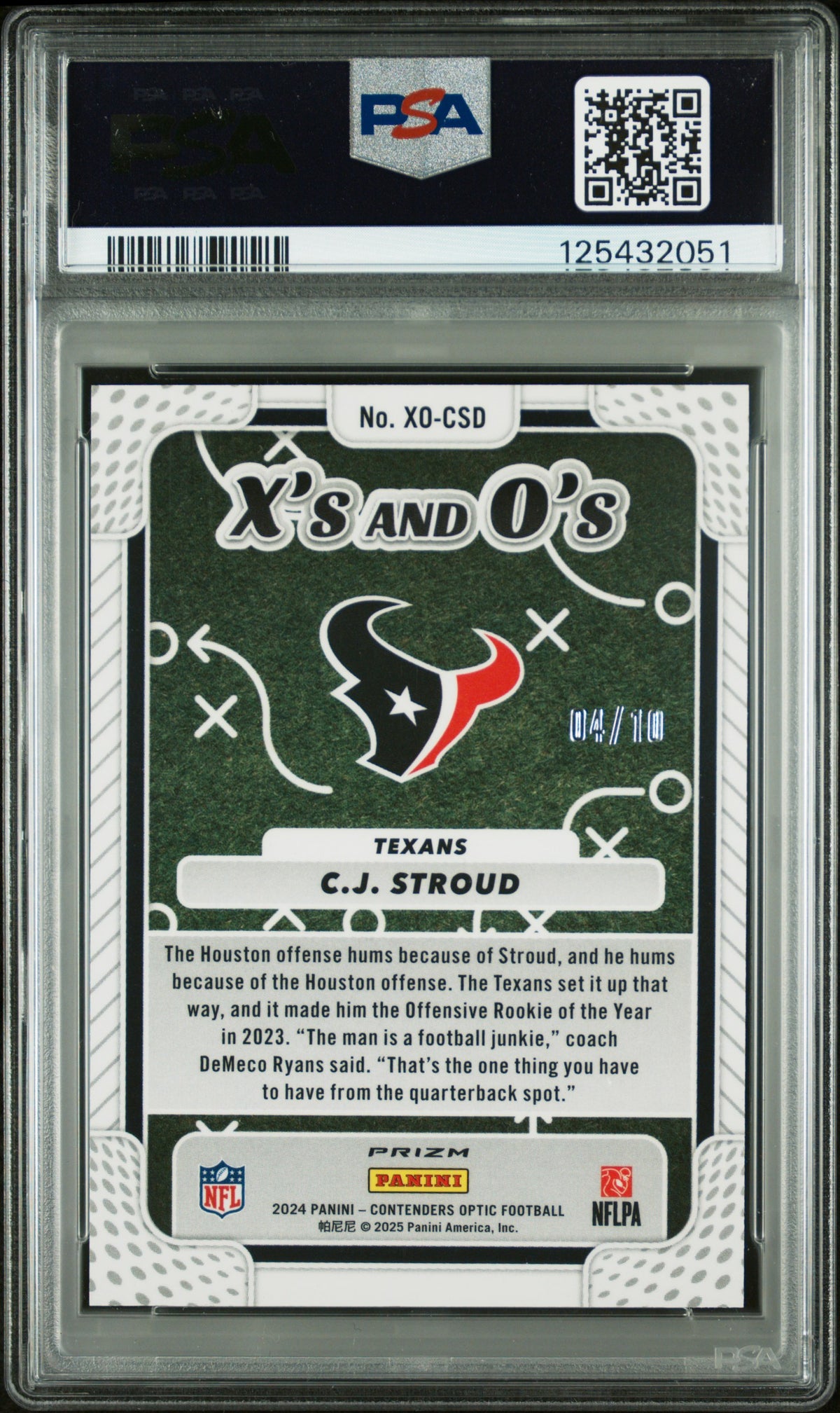 2024 Panini Contenders Optic X'S And O's CJ Stroud #XOCSD Gold PSA 9