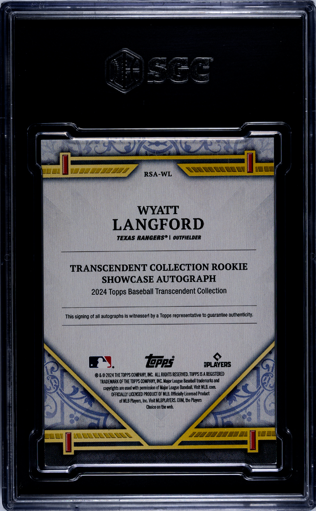 2024 Topps Transcendent Wyatt Langford #RSA-WL Rookie Auto Blue SGC 8.5 Auto 10