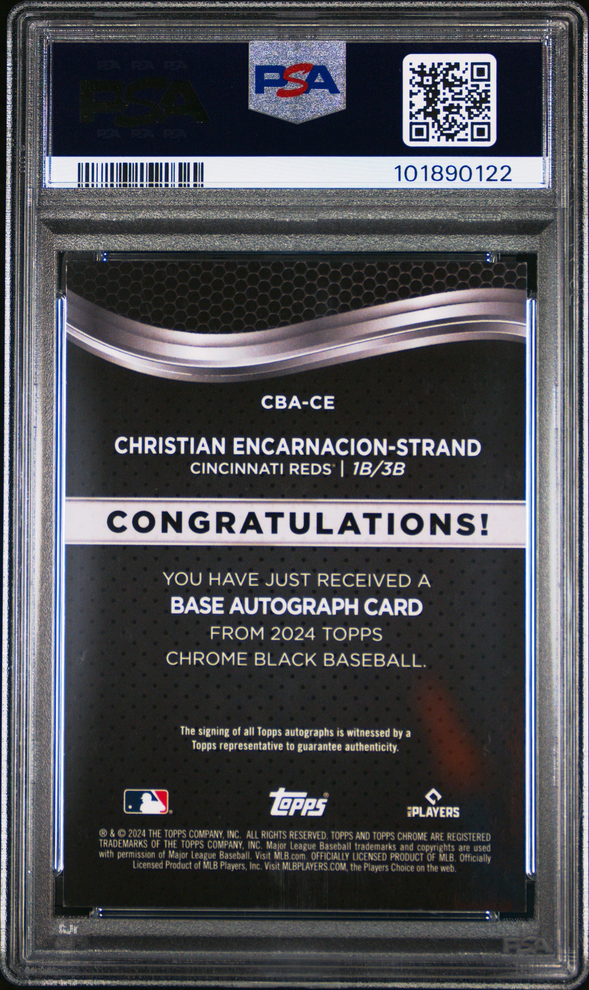 2024 Topps Chrome Black Auto C. Encarnacion-Strand #CE Gold Refractor /50 PSA 9