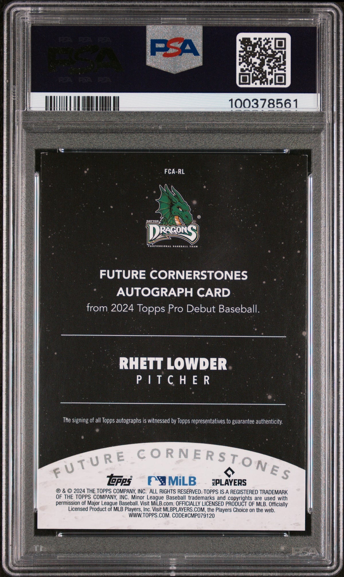 2024 Topps Pro Debut Future Auto  Rhett Lowder #FCARL FC Orange Foil 24/25 PSA 8