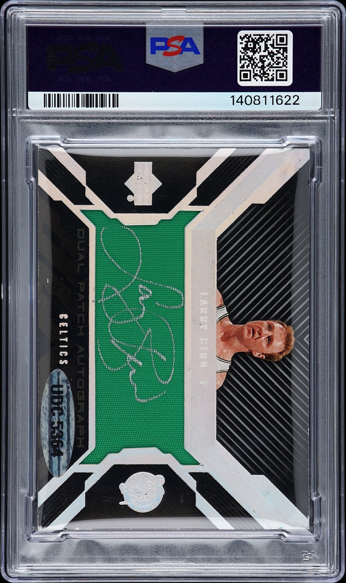 2007 UD Black Patch  Dual Auto Michael Jordan /  Larry Bird Auto /15 PSA