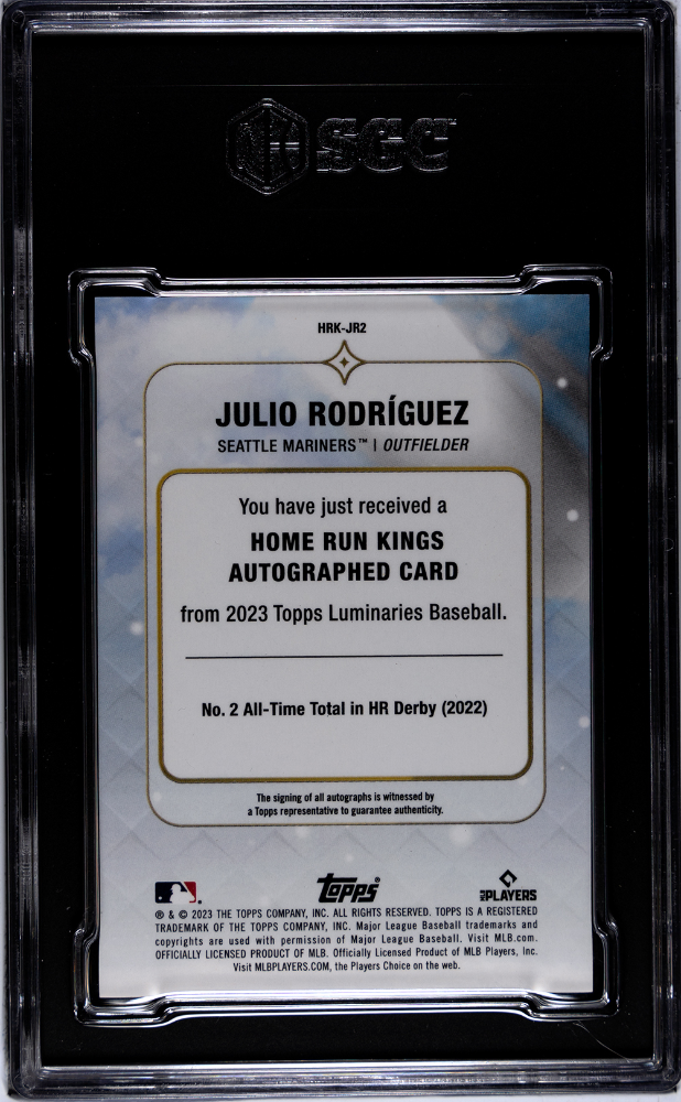 2023 Topps Luminaries Julio Rodriguez #HRK-JR2 Home Run Kings Autograph SGC 10