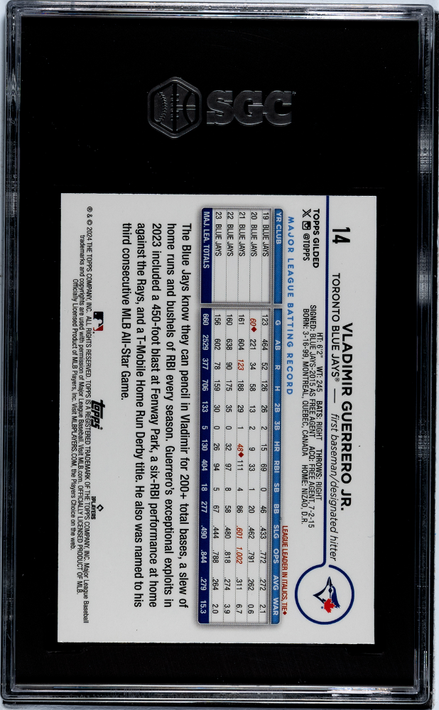 2024 Topps Gilded Collection Vladimir Guerrero JR. #14 SGC 10