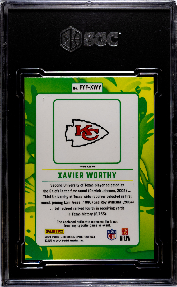 2024 Donruss Optic Xavier Worthy #FYF-XWY First Year Fresh Mat. SGC 9.5