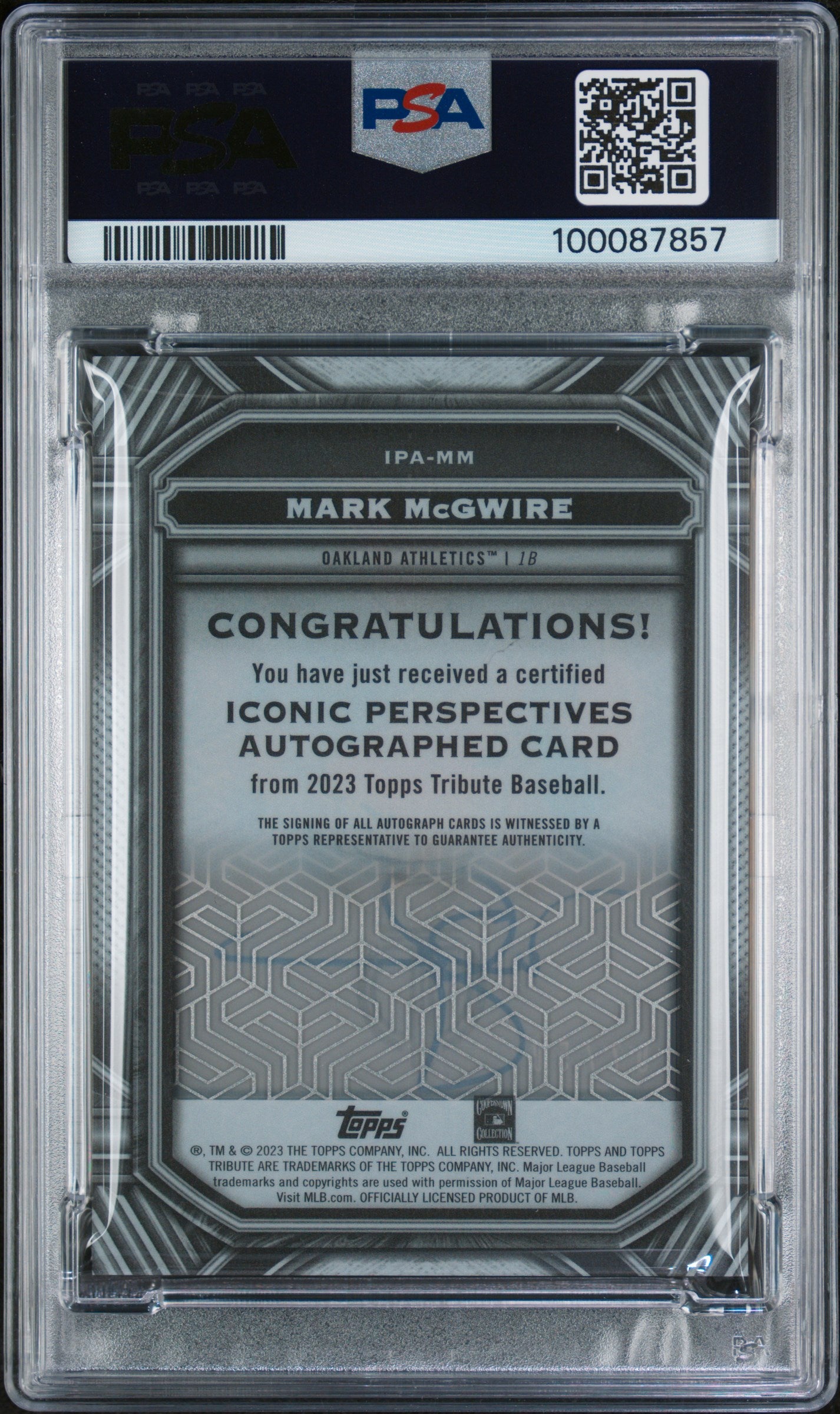 2023 Topps Tribute Iconic Perspectives Autograph Mark Mcgwire #IPAMM 07/50 PSA 8