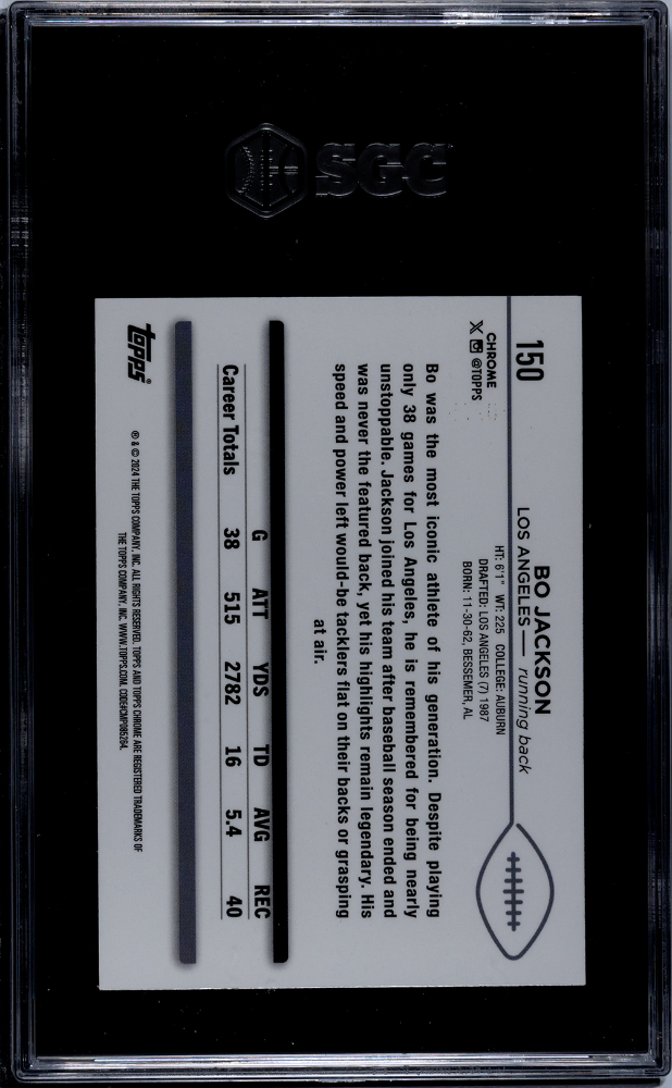 2024 Topps Chrome Bo Jackson #150 Yellow Refractor SGC 9.5
