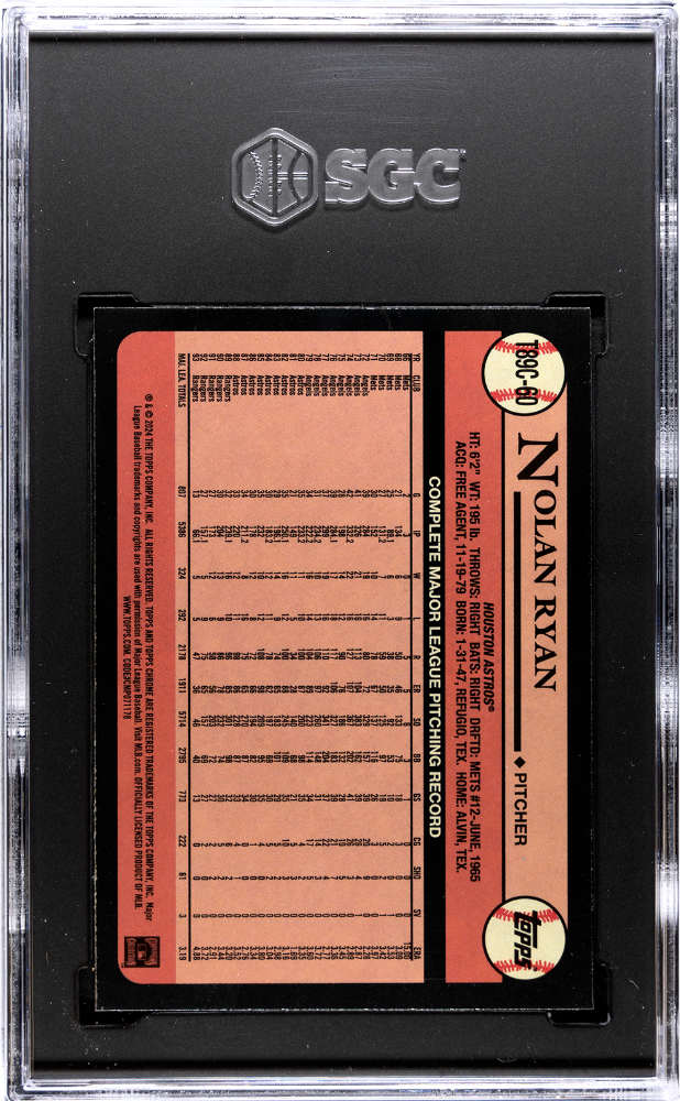 2024 Topps Nolan Ryan #T89C-60 Chrome '89 Design SGC 9.5