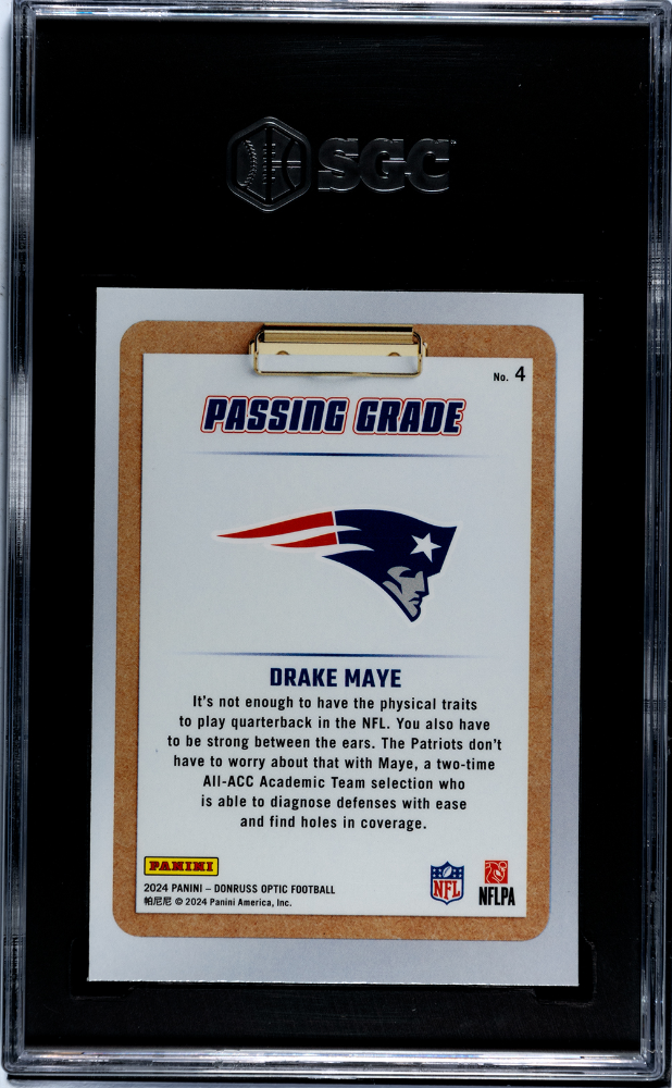 2024 Donruss Optic Drake Maye #4 Passing Grade SGC 8.5
