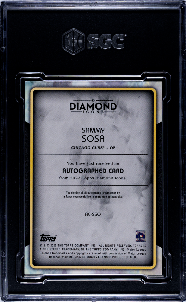 2023 Topps Diamond Icons Sammy Sosa #AC-SSO Autograph SGC 8