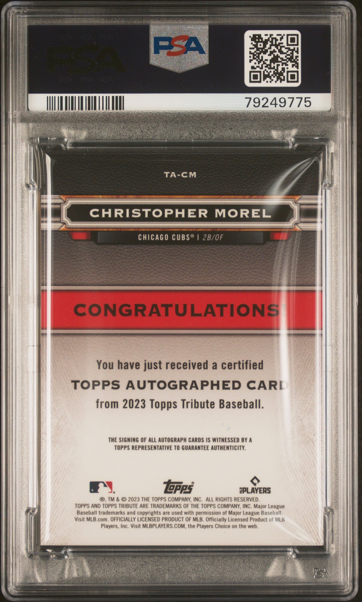 2023 Topps Tribute  Christopher Morel #TACM Auto Green /99 PSA 9 Auto 10