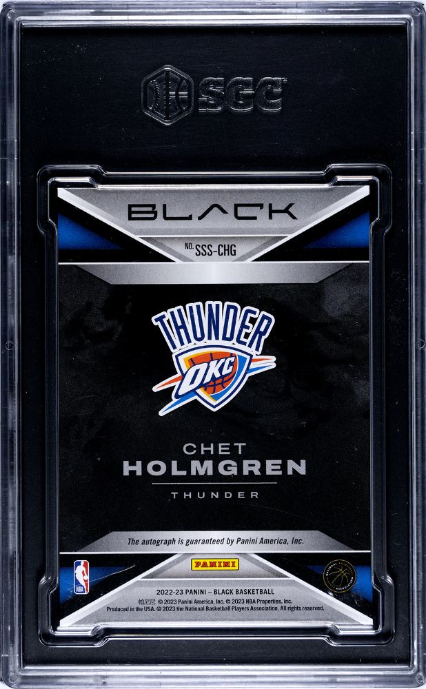 2022 Panini Black Chet Holmgren #SSS-CHG Smoke Show Sigs. Gold SGC 8.5 Auto 10