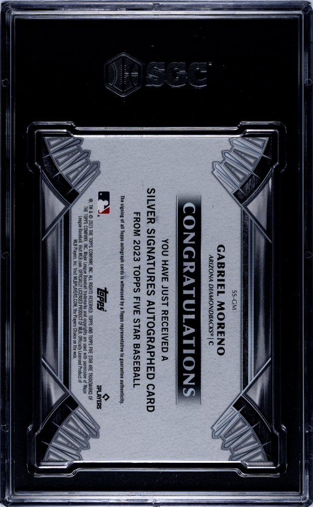 2023 Topps Five Star Gabriel Moreno #SS-GM Silver Sigs. Aqua SGC 9