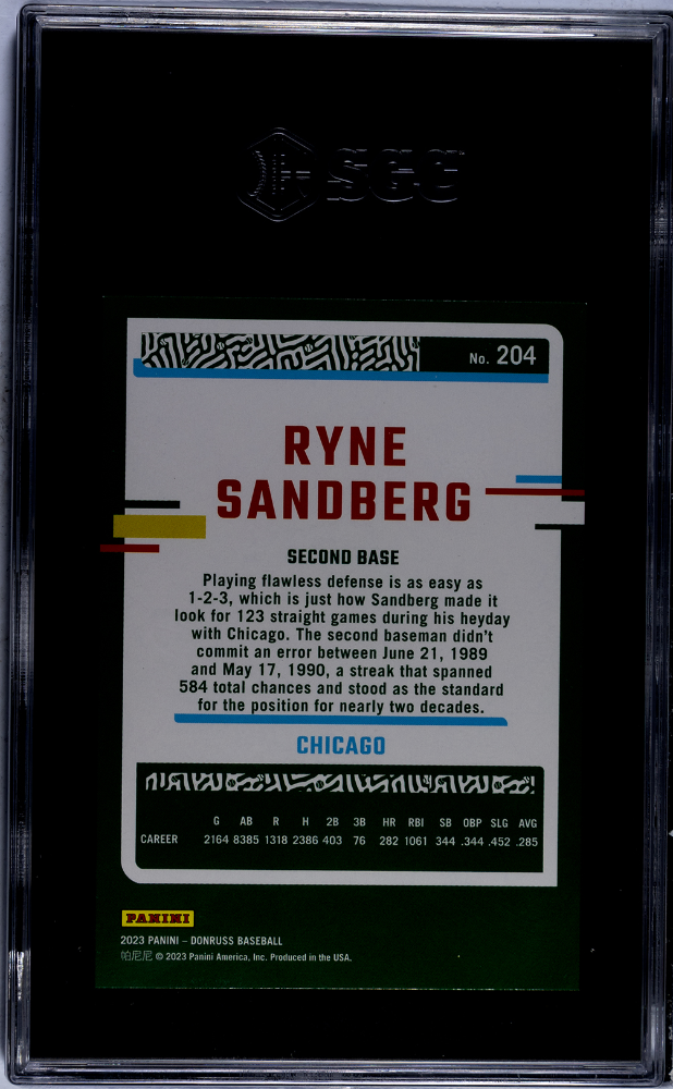 2023 Donruss Ryne Sandberg #204 Holo Red SGC 9.5