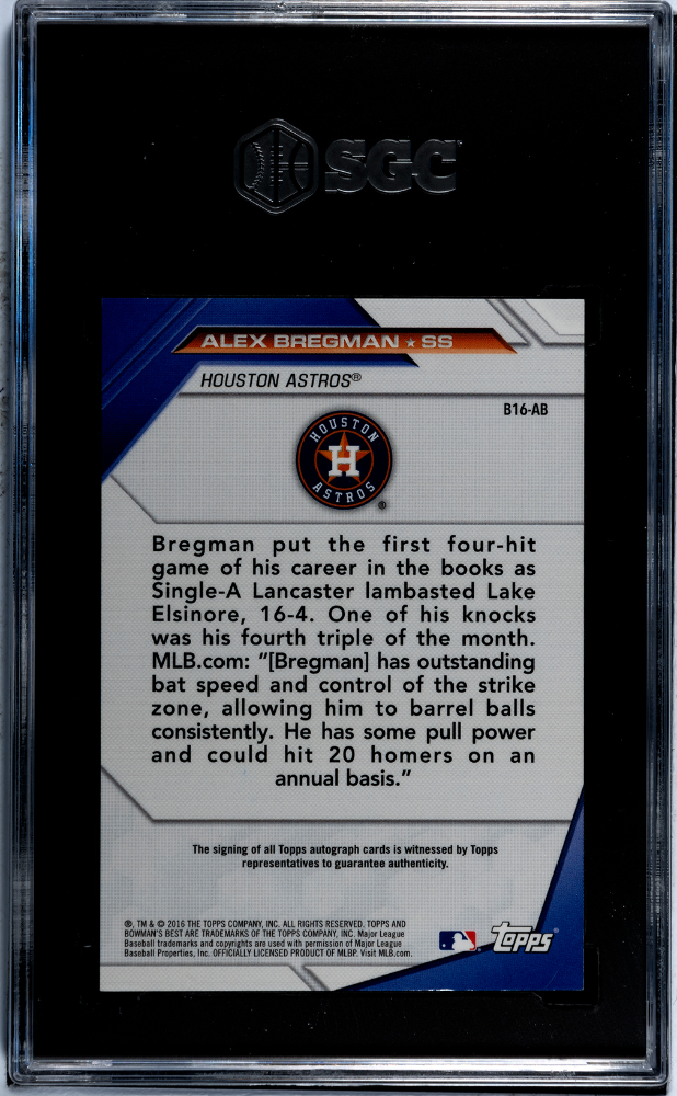 2016 Bowman's Best Alex Bregman #B16-AB Of '16 Atomic Refractor SGC 8.5