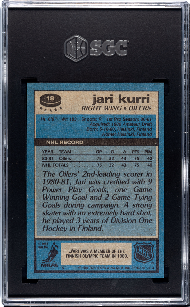 1981 Topps Jari Kurri #18 SGC 8