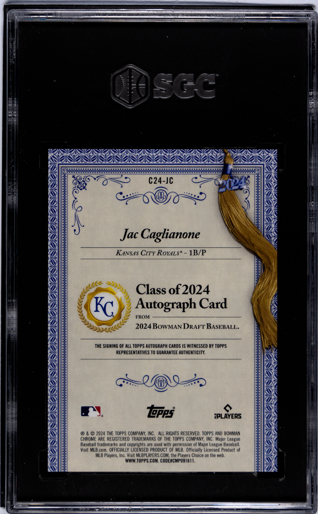 2024 Bowman Draft Jac Caglianone #C24-JC Class Of Autograph SGC 8 Auto 10