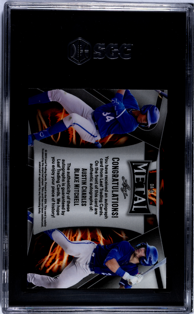 2023 Leaf Metal Charles Mitchell #DA-4 Dual Autograph Purple Mojo SGC 9 Auto 10