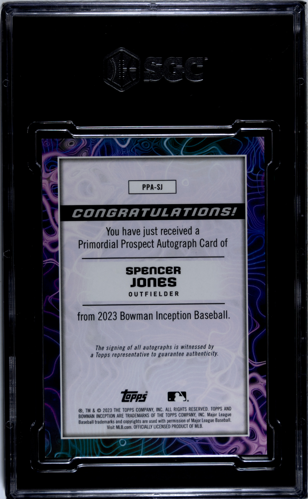 2023 Bowman Inception Spencer Jones #PPA-SJ Primordial Prospect Autograph SGC 9