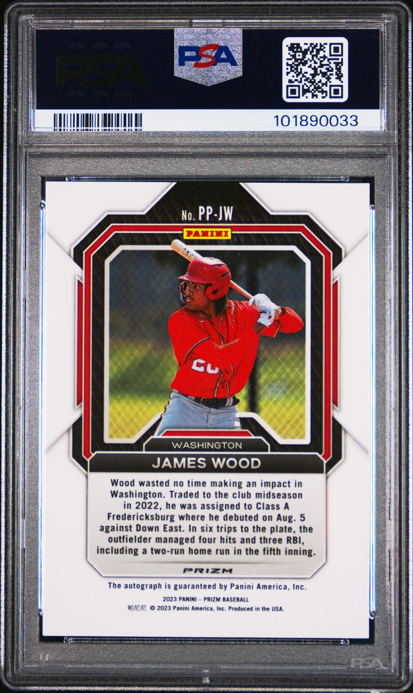 2023 Panini Prizm Potential Penmanship James Wood #PPJW SLV PSA 9