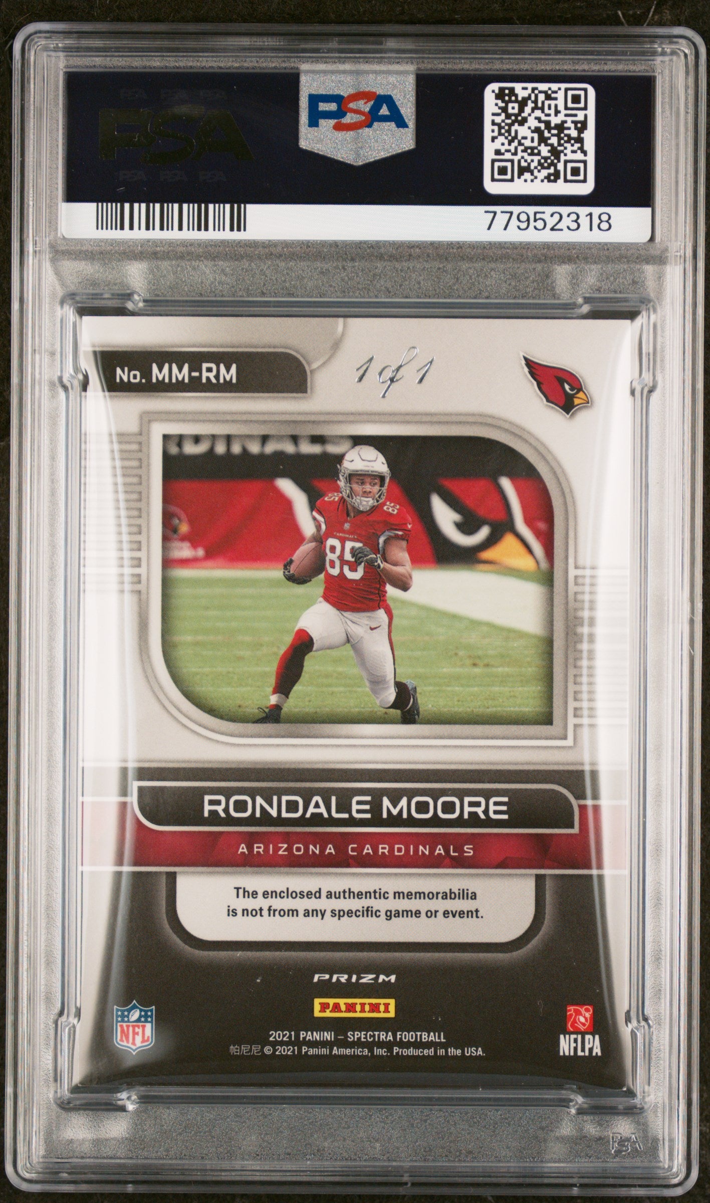 2021 Panini Spectra Monumental Rondale Moore #MMRM GLD. Nike LG. 1/1 PSA 9