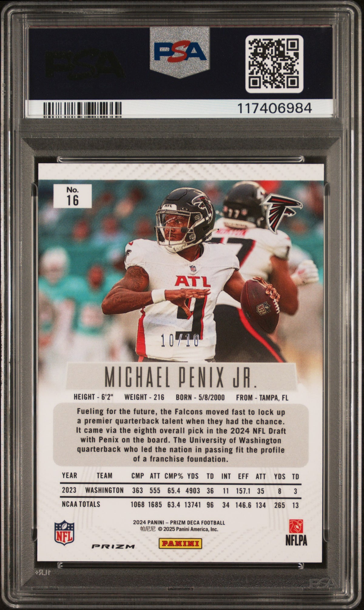 2024 Panini Prizm Deca Michael Penix JR. #16 Gold PSA 9