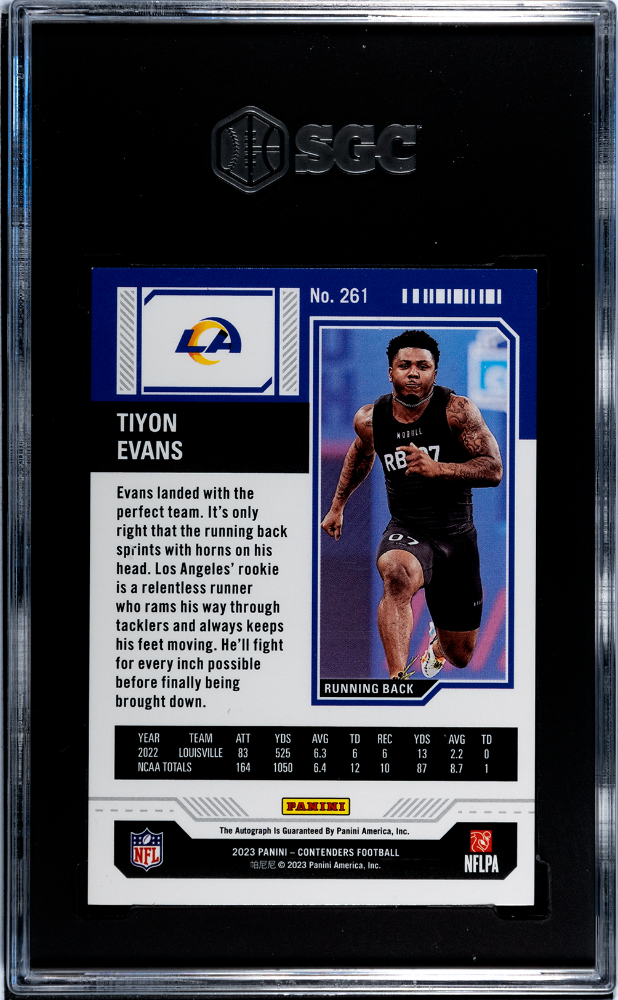 2023 Panini Contenders Tiyon Evans #261 Autograph SGC 9 Auto 10