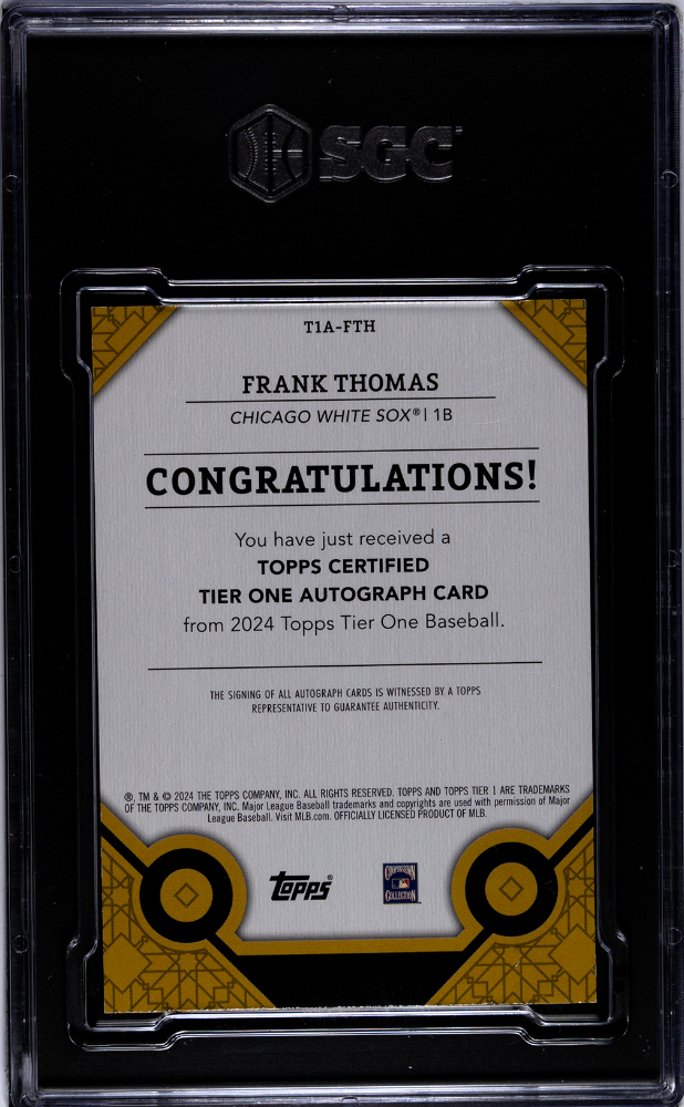 2024 Topps Tier One Frank Thomas #T1A-FTH Autograph 49 SGC 8